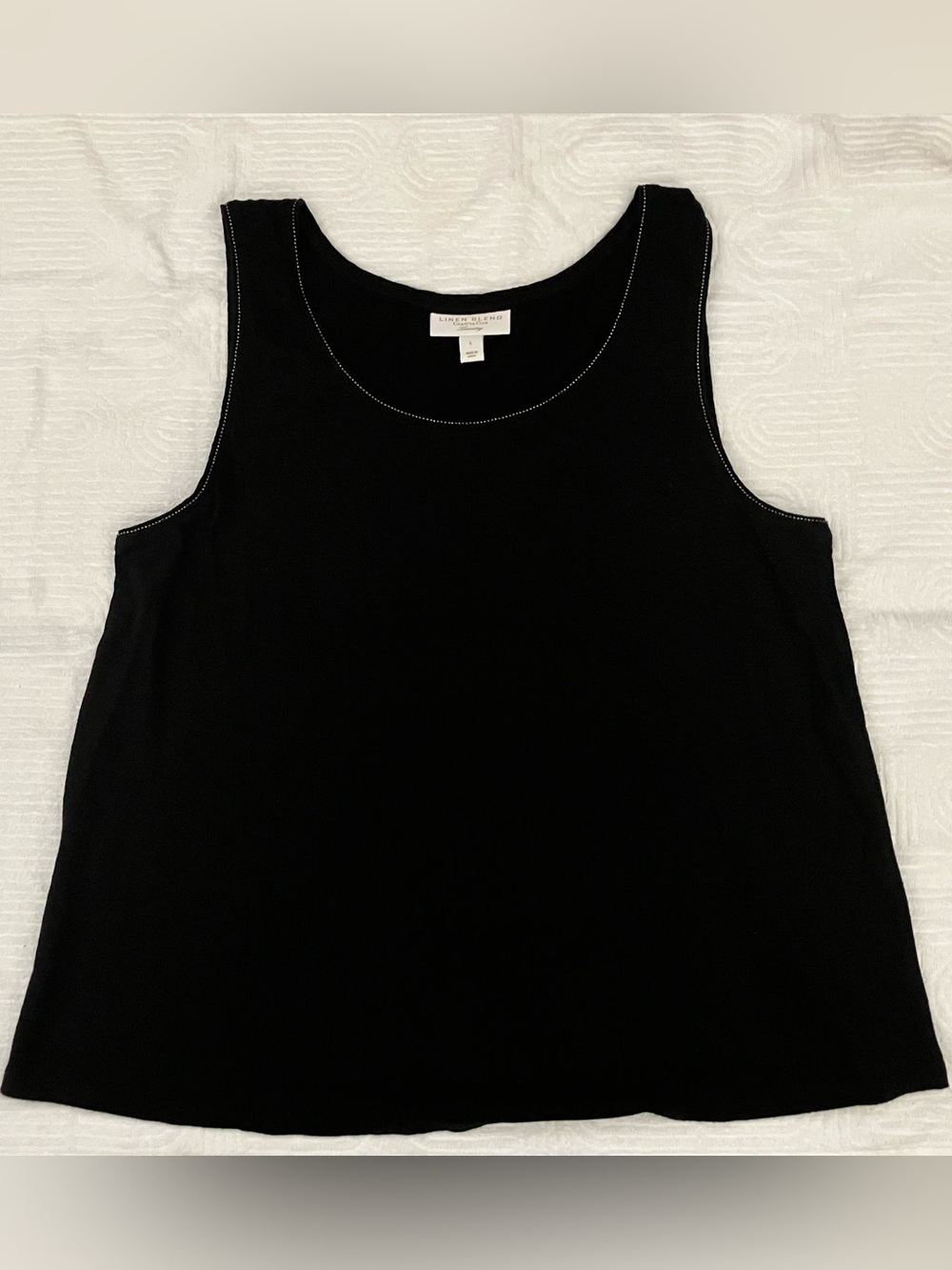 Charter Club Linen Blend Rhinestone Trim Tank Top - Women's Size L